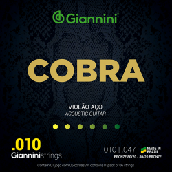 Imagem de Encordoamento Giannini Violão Aço Cobra 010 - CA82XL