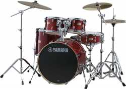 Imagem de Bateria Yamaha Stage Custom Birch 10/12/14/16/22 Cranberry Red c/ Ferragem - SBP2F5CR